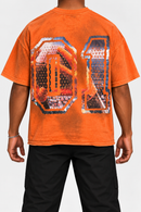 Men’s Rebel Denim 'One' Oversized French Terry T-shirt in Orange