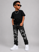 Jordan Craig Kids 'Shredded' Jeans W/Shreds In Black Shadow