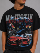 Majestik 'Speed Chase' Cropped T-Shirt In Black