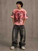 Stray 'Robot Man' Cropped T-Shirt In Dusty Pink