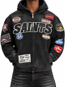 Men's BKYS 'Sports Academy' Zip-Up Hoodie in Black