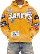 Men's BKYS 'Sports Academy' Zip-Up Hoodie in Golden Beige