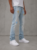 SYIP 'Leather Patches' Stacked Denim (Ice Blue) JTFP2344