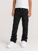 FWRD Kids 330385K/LK 'Fray Crystal' Slim Straight Denim (Jet Black)
