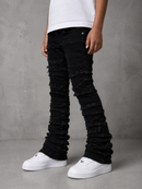 FWRD Kids 'Distressed Frayed' Stacked Denim (Jet Black) FW-330347K