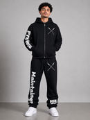 Protector and Maintainer 'FTMH' Cropped Zip Up In Black