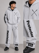 Protector and Maintainer 'FTMH' Cropped Zip Up in Grey