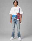Red Letters "Japan Fuji" Slightly Oversized T-Shirt in White
