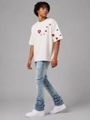 Red Letters "Love Letters" Slightly Oversized T-Shirt in Cream
