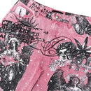 Rare Peace 'It's ok to cry' Digital Print Rhinestone Denim Shorts (Dust Pink) RS6062 - FRESH N FITTED