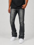 Frost Originals Amoto black wash rhinestone stacked denim jeans, showcasing the stylish denim fabric and rhinestone details.
