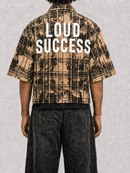 STORM88 KATO Washed Flannel Crop Top Button Down Shirt In Brown ST8-011