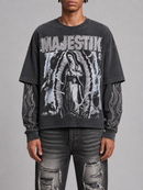 Majestik 'Mary' Garment Dyed Shirt w/Thermal in Black