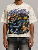 Men's BKYS ‘Chillin’ Cropped Rhinestone T-Shirt in Off-White