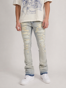 Waimea Distressed Stacked Denim In Bleach Wash