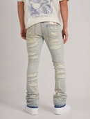 Waimea Distressed Stacked Denim In Bleach Wash