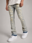 Waimea Distressed Stacked Denim In Bleach Wash