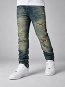 Reason 'Blasted' Distressed Denim in Blue