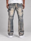 Spark 'Carpenter Pannel' Stacked Flared Denim in Rustic Blue