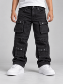 Ops Kids 'Cargo' Relaxed Fit Denim in Jet Black