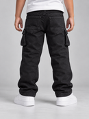 Ops Kids 'Cargo' Relaxed Fit Denim in Jet Black