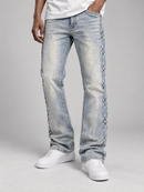 Taker 'Lightning' Rhinestone Flared Denim in Lt. Blue