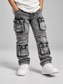 Ops Kids 'Cargo' Relaxed Fit Denim in Black Sand