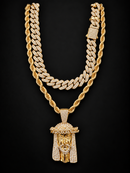 Jewelry Essentials 'Jesus Piece' Double Chain Set - Gold Tone