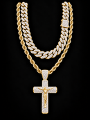 Jewelry Essentials 'Crucifix' Double Layer Chain Set - Gold Tone