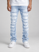 Spark Stretch Distressed Stack Denim in Lt. Blue