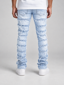 Spark Stretch Distressed Stack Denim in Lt. Blue