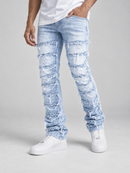Spark Stretch Distressed Stack Denim in Lt. Blue