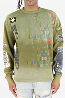 Men's Rebel Denim 'Military' Thermal Long Sleeve Shirt in Olive