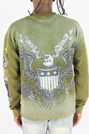 Men's Rebel Denim 'Military' Thermal Long Sleeve Shirt in Olive