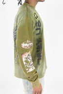 Men's Rebel Denim 'Military' Thermal Long Sleeve Shirt in Olive