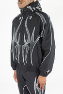 Men's Rebel Denim 'Tribal' Hooded Windbreaker Jacket - Black