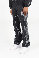 Men's Rebel Denim 'Tribal' Flared Windbreaker Pants - Black
