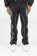 Men's Rebel Denim 'Tribal' Flared Windbreaker Pants - Black