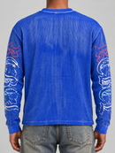 Rebel Minds 'Dreams' Long Sleeve Thermal Shirt w/Rhinestones in Royal