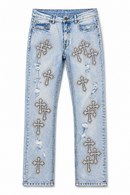 Men's FWRD White Crystal Templar Denim in Ice Blue