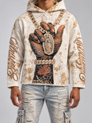 Rebel Minds 'Chains' Tapestry Pullover Hoodie in Cream