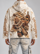 Rebel Minds 'Chains' Tapestry Pullover Hoodie in Cream