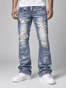 Smoke Rise Denim Stacked Pants In Taylor Blue JP25609
