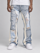 VOYAGE STUDIO 'PURE' Flare Carpenter With Digital Print Denim (LSB) 51P01