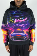 Men's Rebel Minds 'Racer' Sublimation Pullover Hoodie in Black