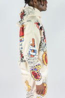 Men's Rebel Minds 'Blessed AOP' Zip-Up Hoodie in Cream