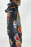 Men's Rebel Minds 'Blessed AOP' Zip-Up Hoodie in Black