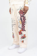 Men's Rebel Minds 'Blessed AOP' Relaxed Sweatpants In Cream