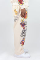 Men's Rebel Minds 'Blessed AOP' Relaxed Sweatpants In Cream