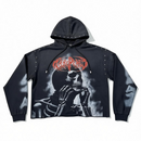 Rare Peace 'Bad' Oversized Cropped Rhinestones Hoodie (Black) RK5039